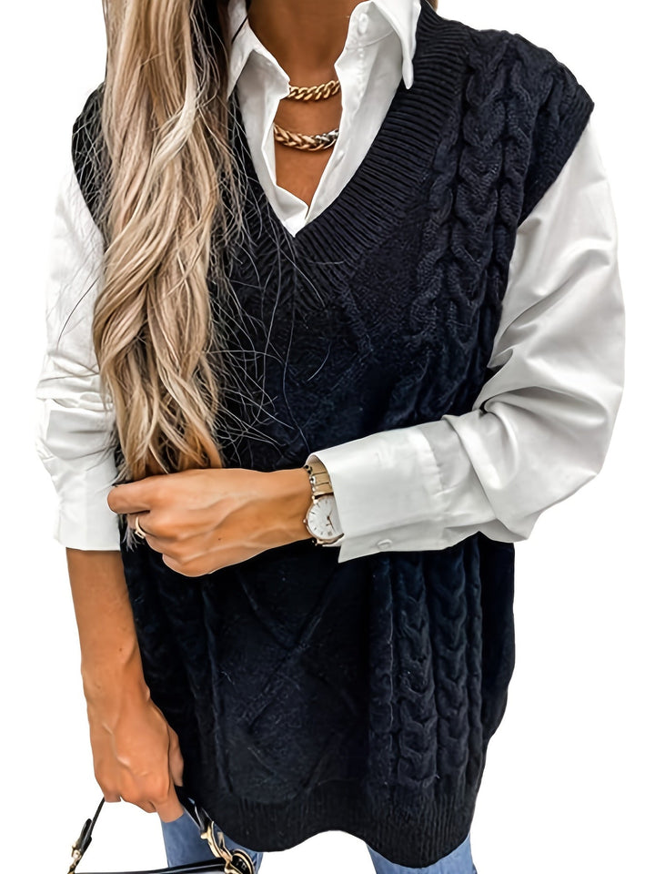Amelia | Chaleco de Punto Trenzado Mujer
