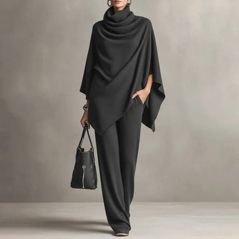 Laura | Conjunto Poncho y Pantalón Ancho Punto
