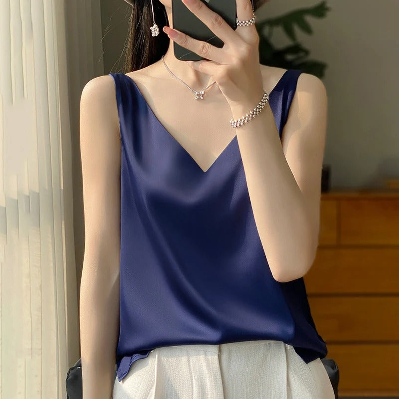 Alba | Blusa Mujer Satinada Escote V