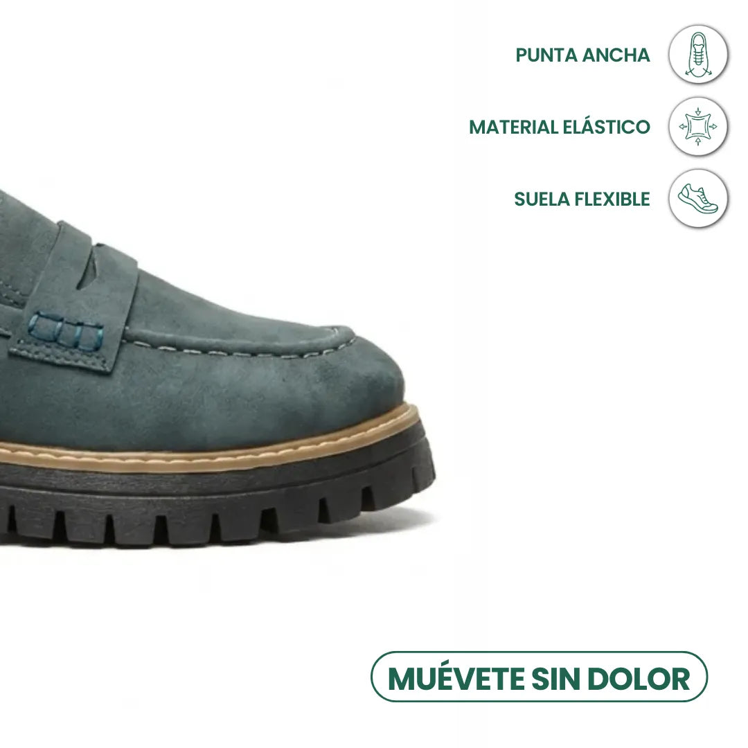 Alba | Mocasines Mujer Piel Suela Gruesa Punta Cosida