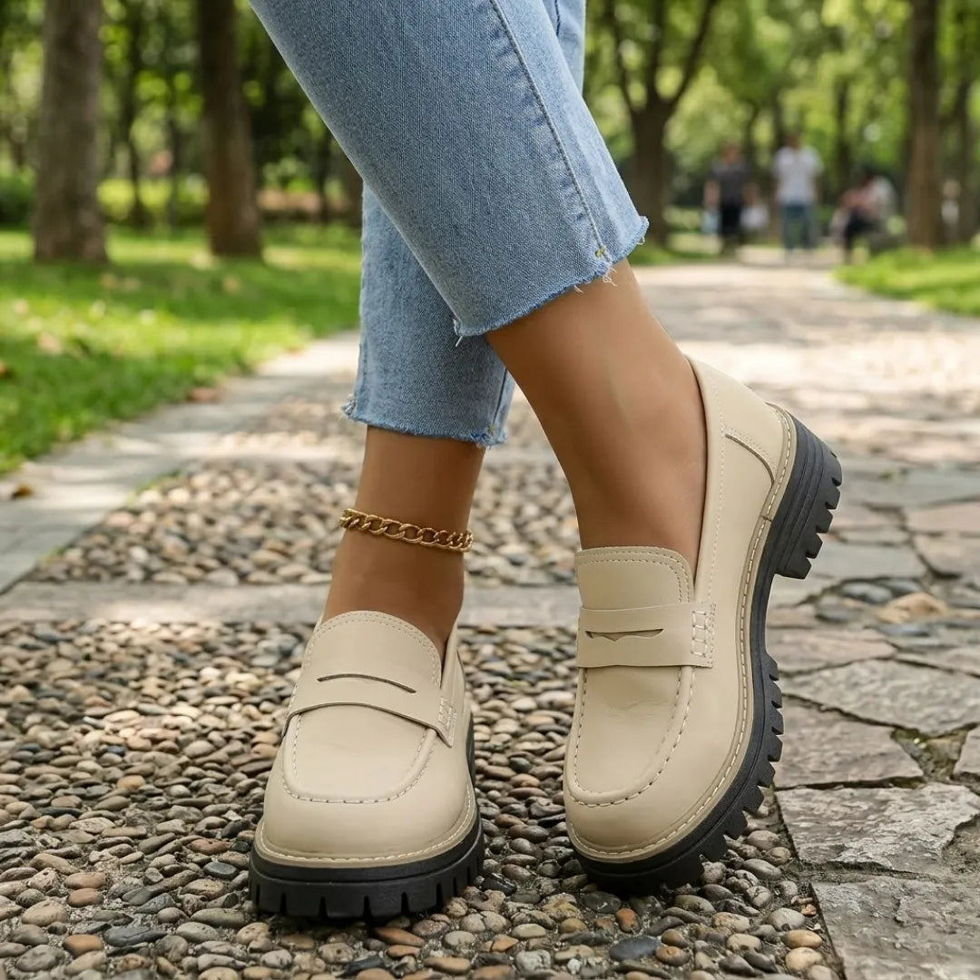 Alba | Mocasines Mujer Piel Suela Gruesa Punta Cosida