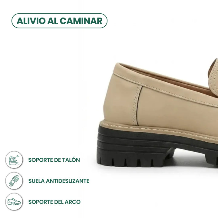 Alba | Mocasines Mujer Piel Suela Gruesa Punta Cosida