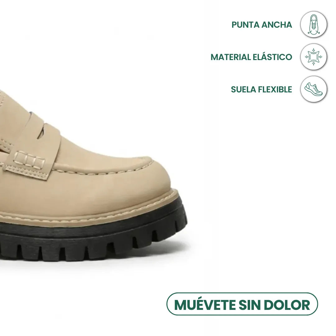Alba | Mocasines Mujer Piel Suela Gruesa Punta Cosida