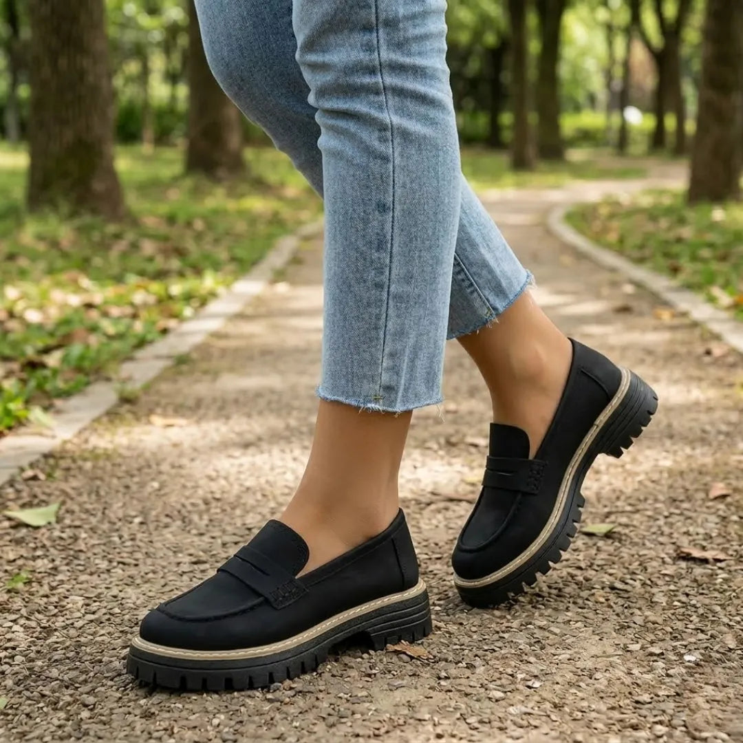 Alba | Mocasines Mujer Piel Suela Gruesa Punta Cosida