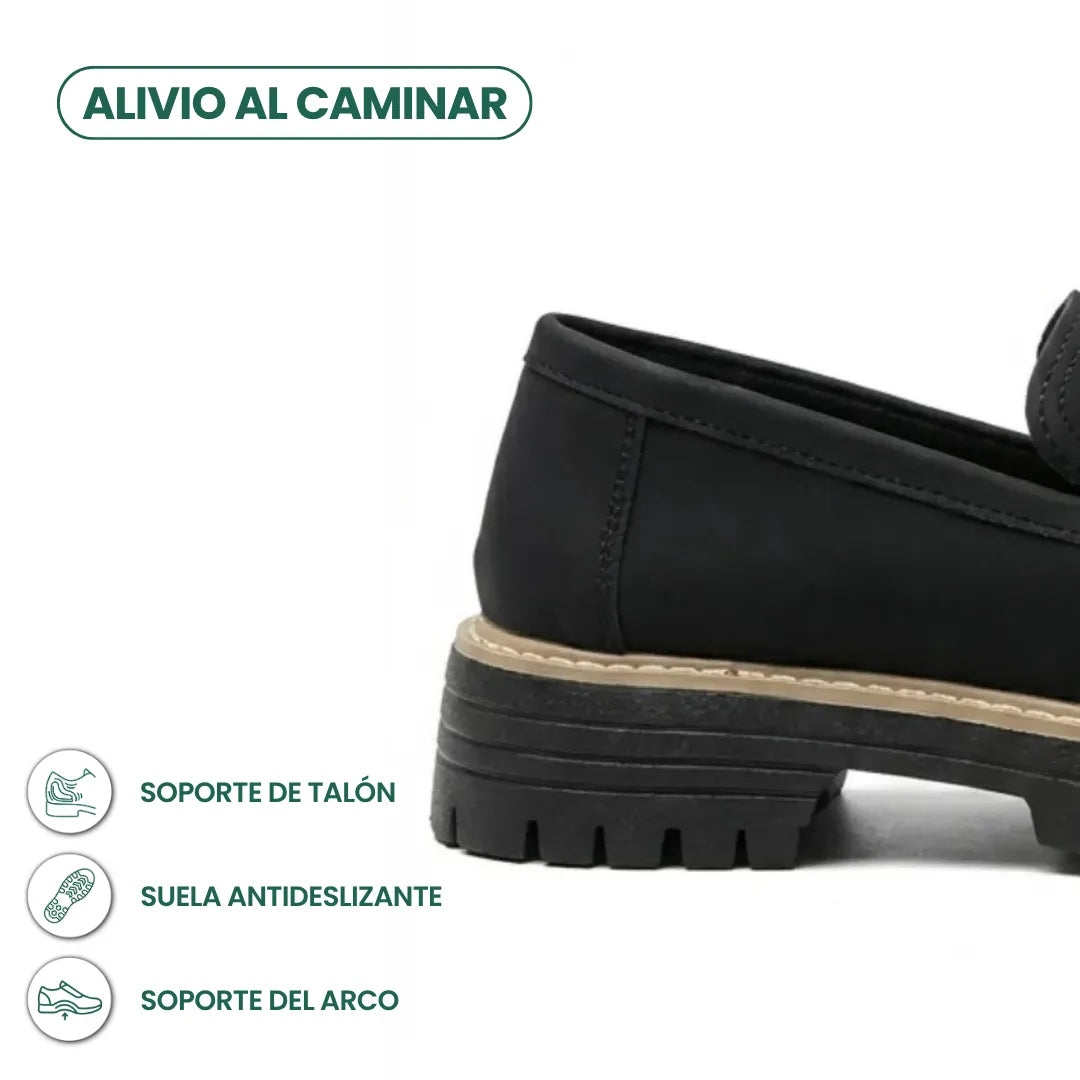 Alba | Mocasines Mujer Piel Suela Gruesa Punta Cosida