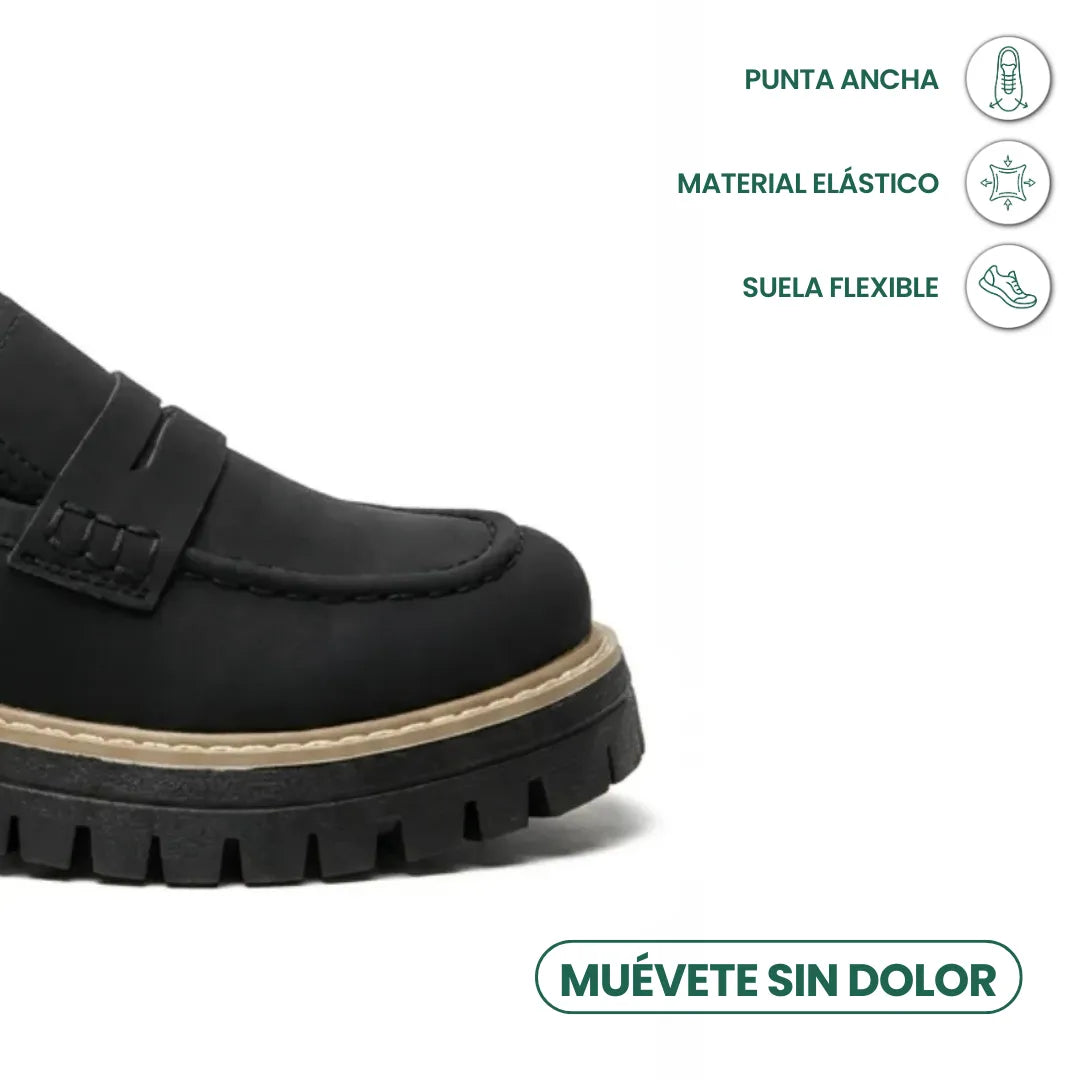 Alba | Mocasines Mujer Piel Suela Gruesa Punta Cosida