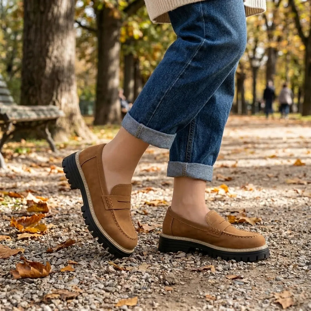 Alba | Mocasines Mujer Piel Suela Gruesa Punta Cosida