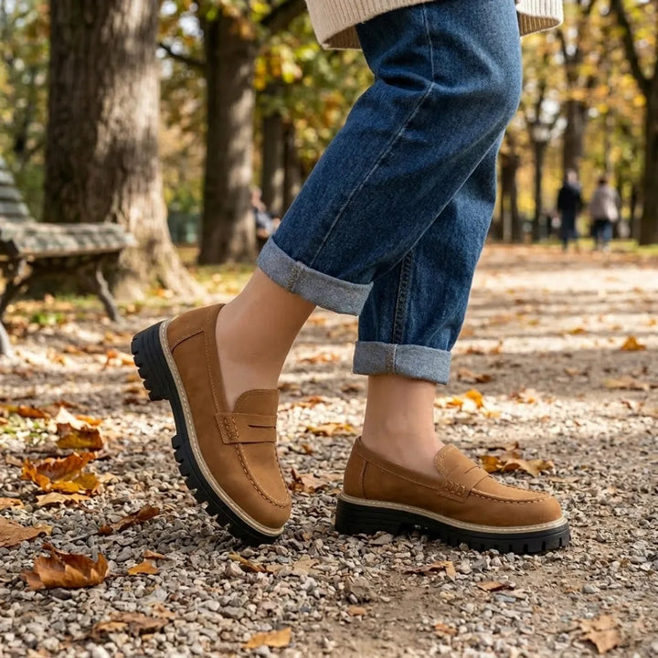 Alba | Mocasines Mujer Piel Suela Gruesa Punta Cosida