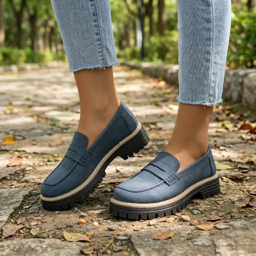 Alba | Mocasines Mujer Piel Suela Gruesa Punta Cosida