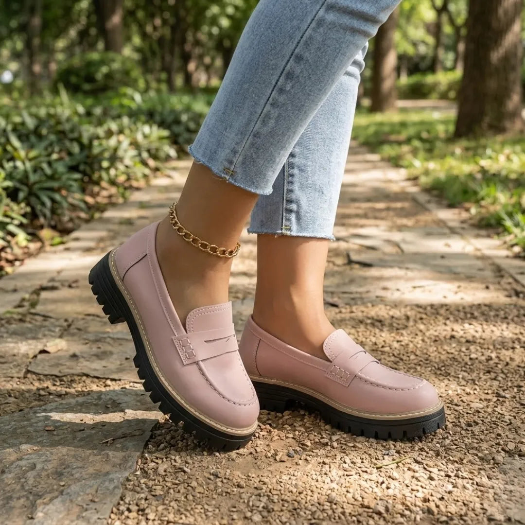 Alba | Mocasines Mujer Piel Suela Gruesa Punta Cosida
