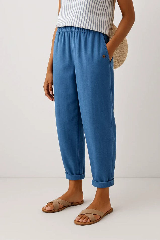 Alba | Pantalones Mujer Relajados Cortos Bolsillos