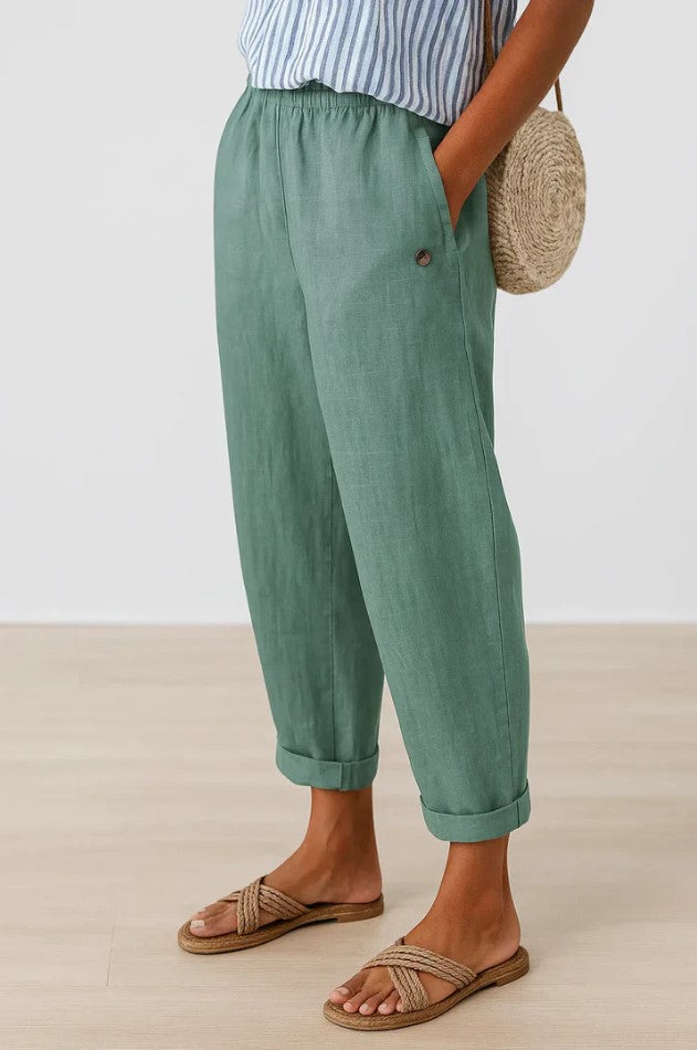 Alba | Pantalones Mujer Relajados Cortos Bolsillos