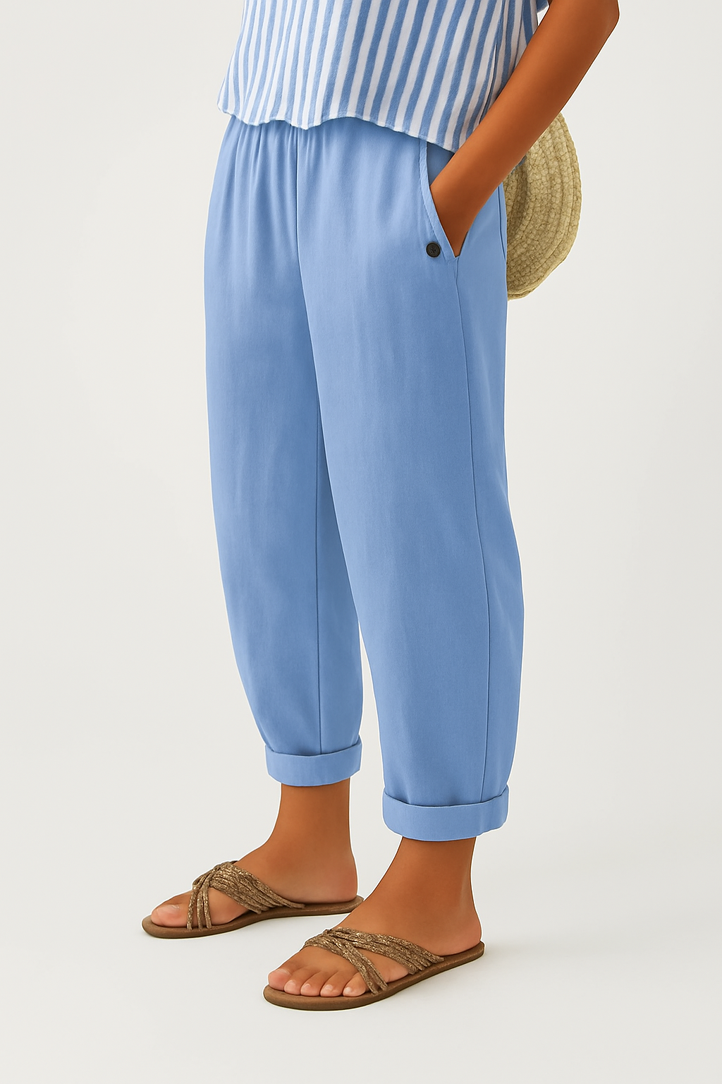 Alba | Pantalones Mujer Relajados Cortos Bolsillos