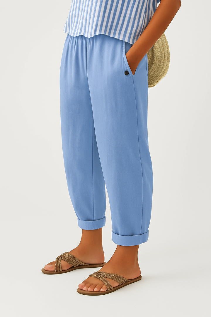 Alba | Pantalones Mujer Relajados Cortos Bolsillos