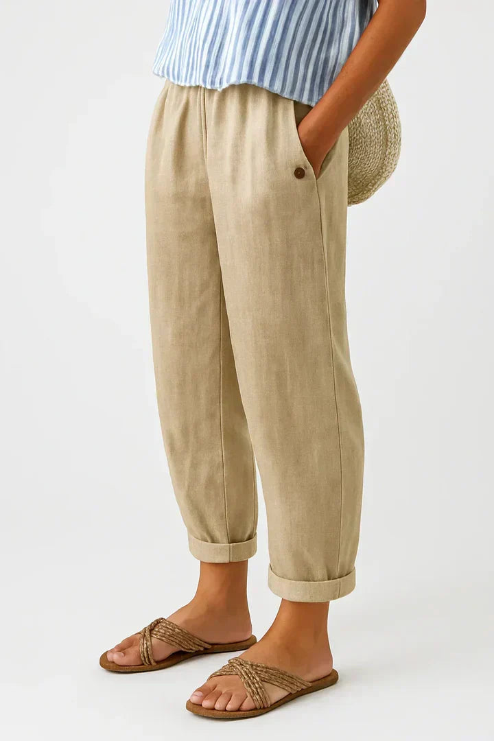 Alba | Pantalones Mujer Relajados Cortos Bolsillos