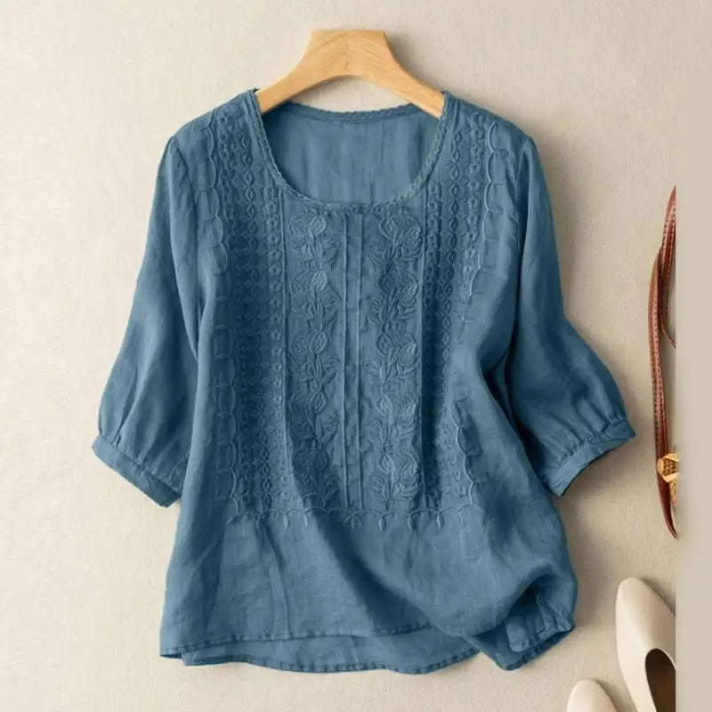 Alejandra | Blusa Bordada Manga Tres Cuartos