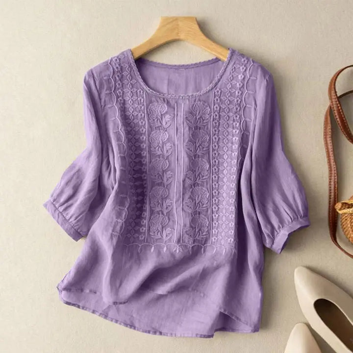 Alejandra | Blusa Bordada Manga Tres Cuartos