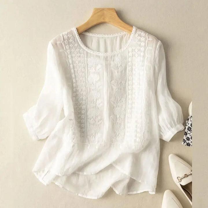 Alejandra | Blusa Bordada Manga Tres Cuartos