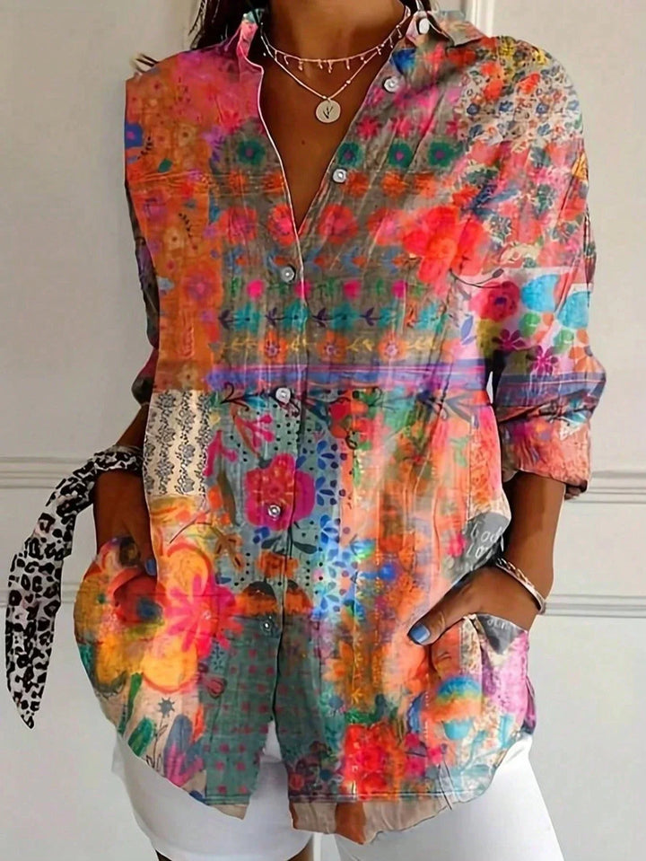 Alejandra | Camisa Estampada Manga Larga Cuello