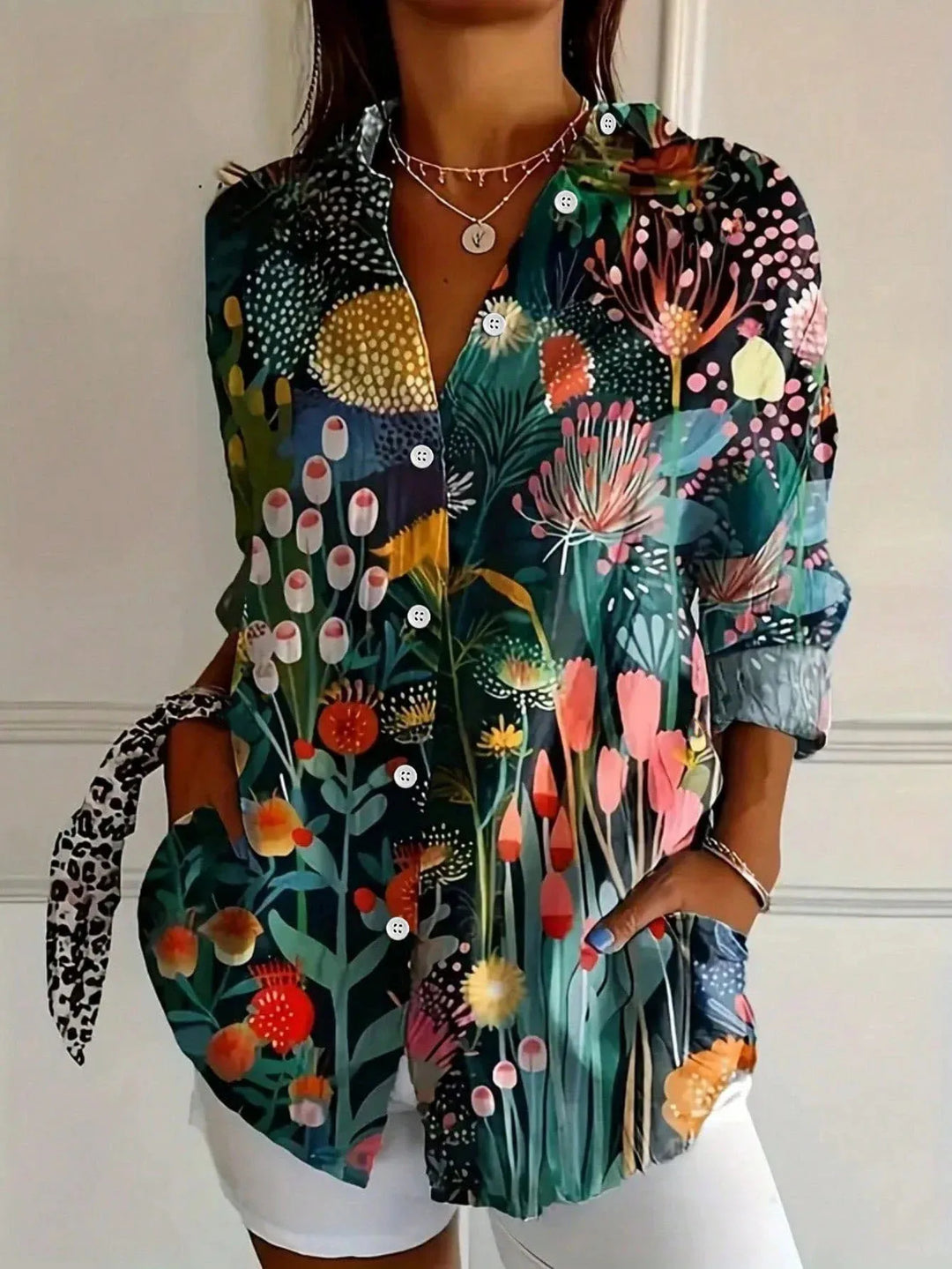Alejandra | Camisa Estampada Manga Larga Cuello