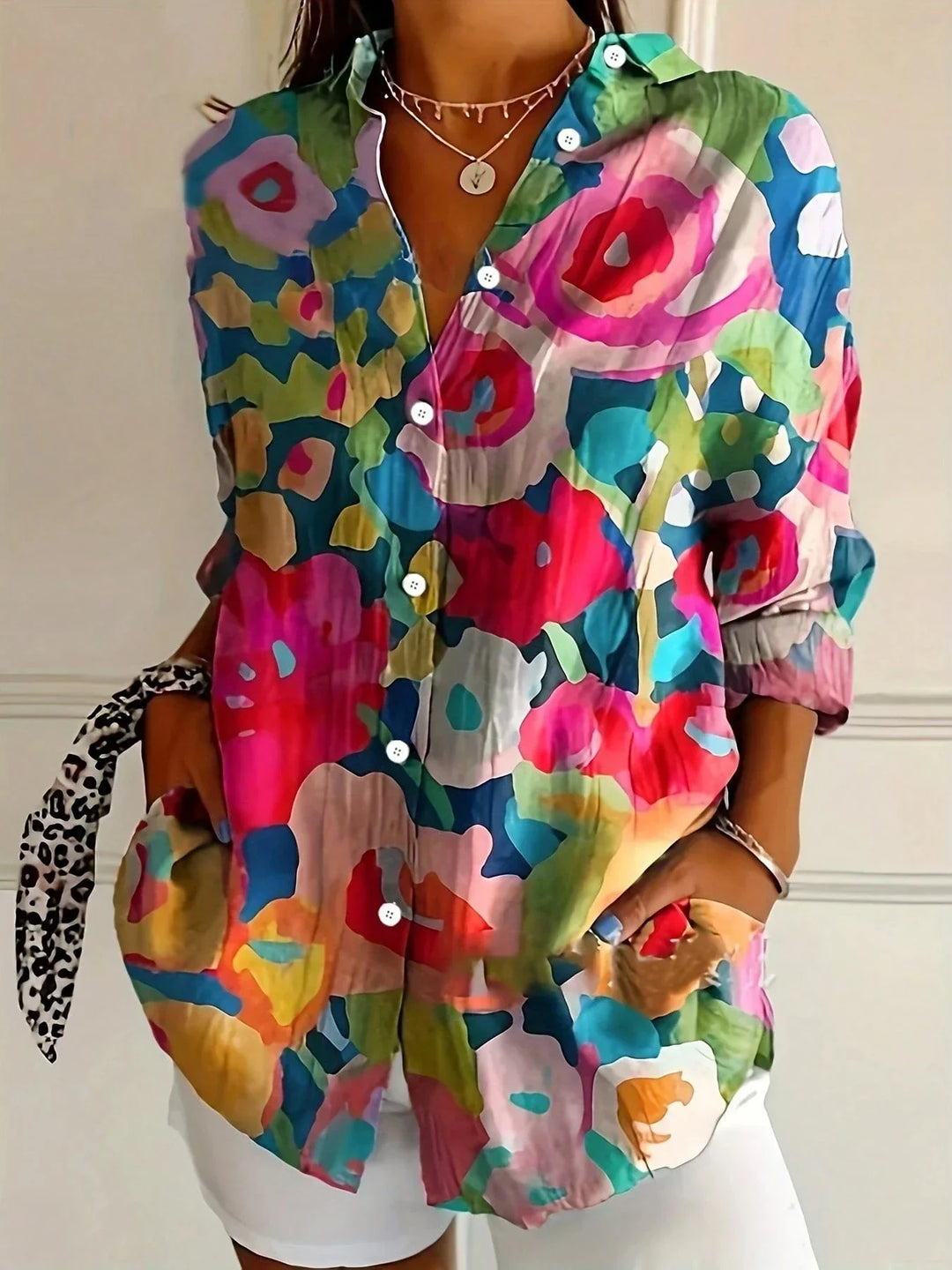 Alejandra | Camisa Estampada Manga Larga Cuello