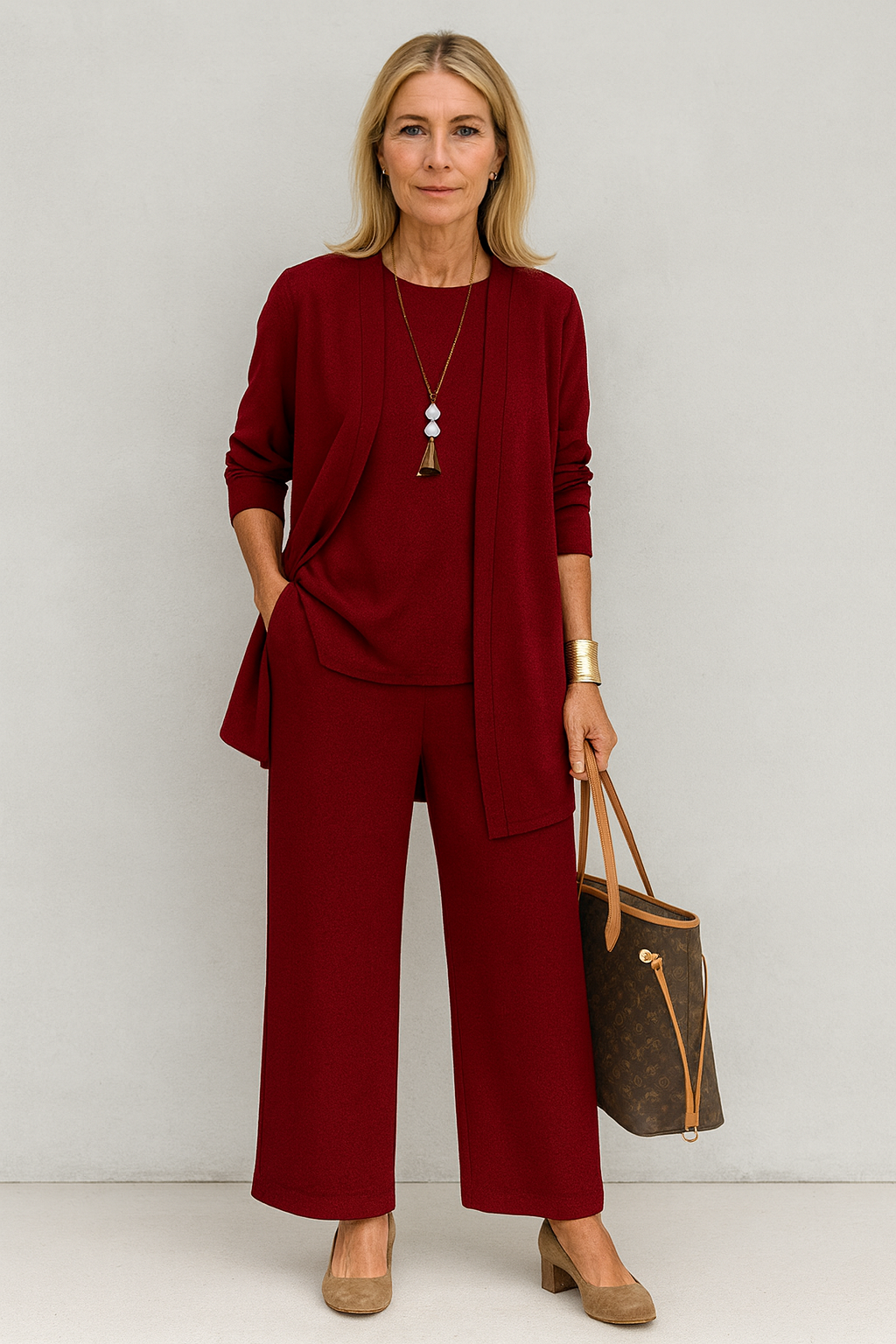 Alejandra | Conjunto de Cárdigan y Pantalón Ancho Manga Larga