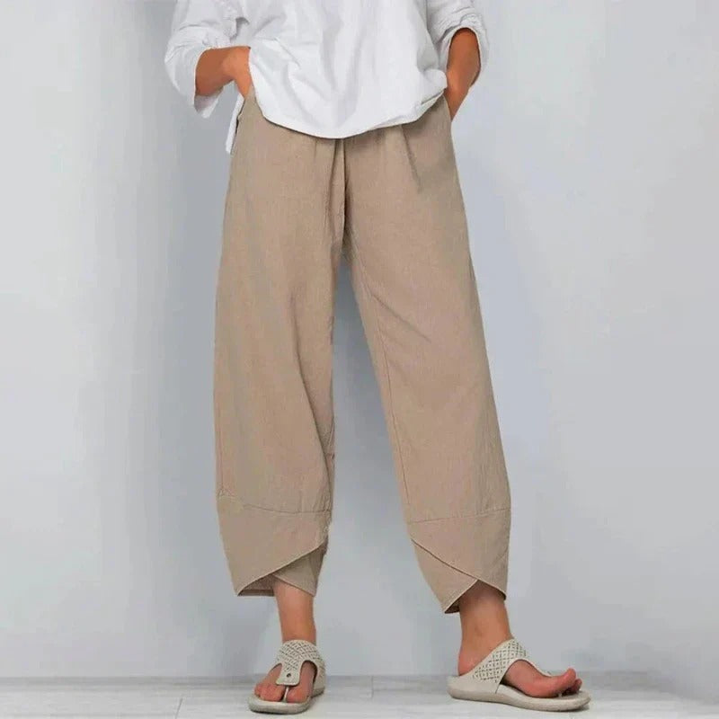Alejandra | Pantalón Mujer Wide Leg Lino Cropped