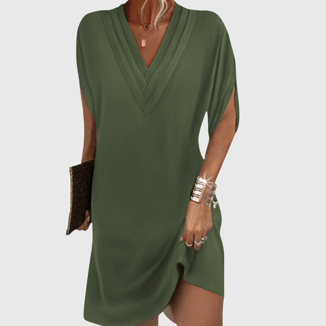 Alejandra | Vestido Mujer Mini Escote V Manga Corta