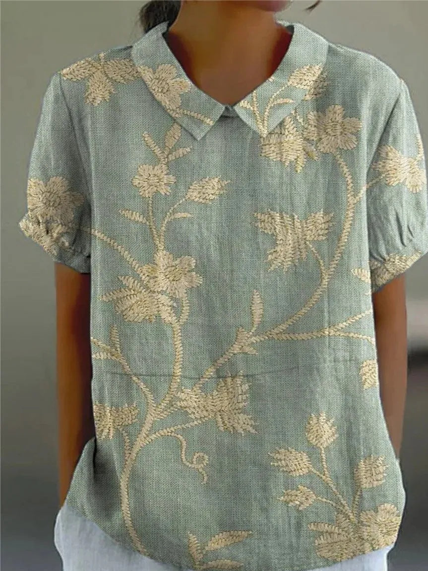 Amelia | Blusa Mujer Bordado Manga Corta