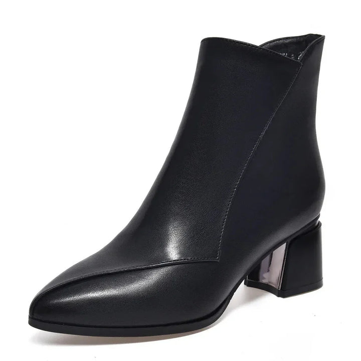 Amelia | Botines Mujer Puntiagudo con Tacón Bajo y Cremallera Lateral