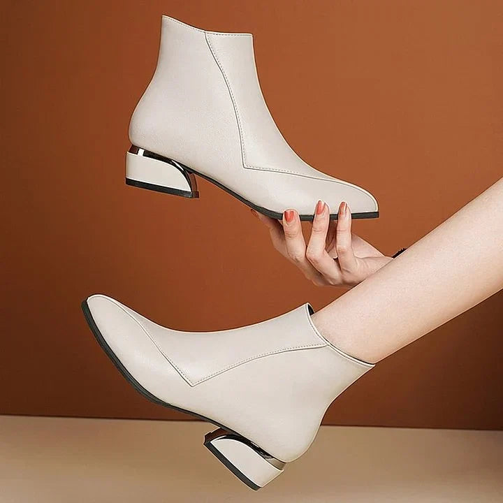Amelia | Botines Mujer Puntiagudo con Tacón Bajo y Cremallera Lateral