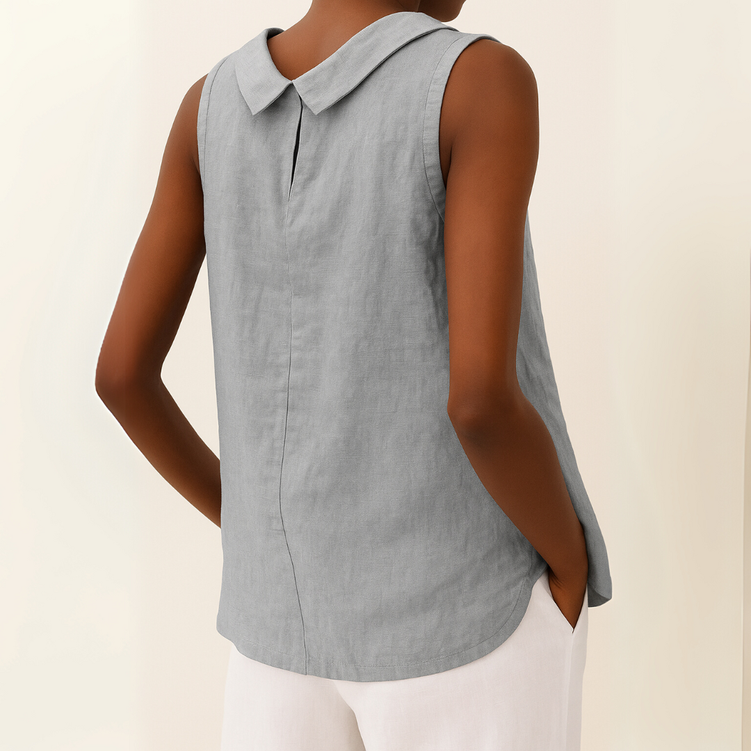 Amelia | Cuello Alto Lino Sin Mangas Mujer