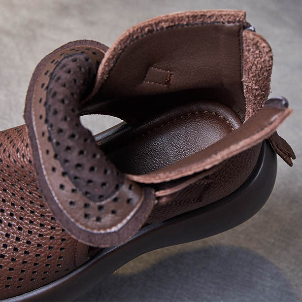 Amelia | Sandalias Plataforma Piel Perforadas Tobilleras Mujer