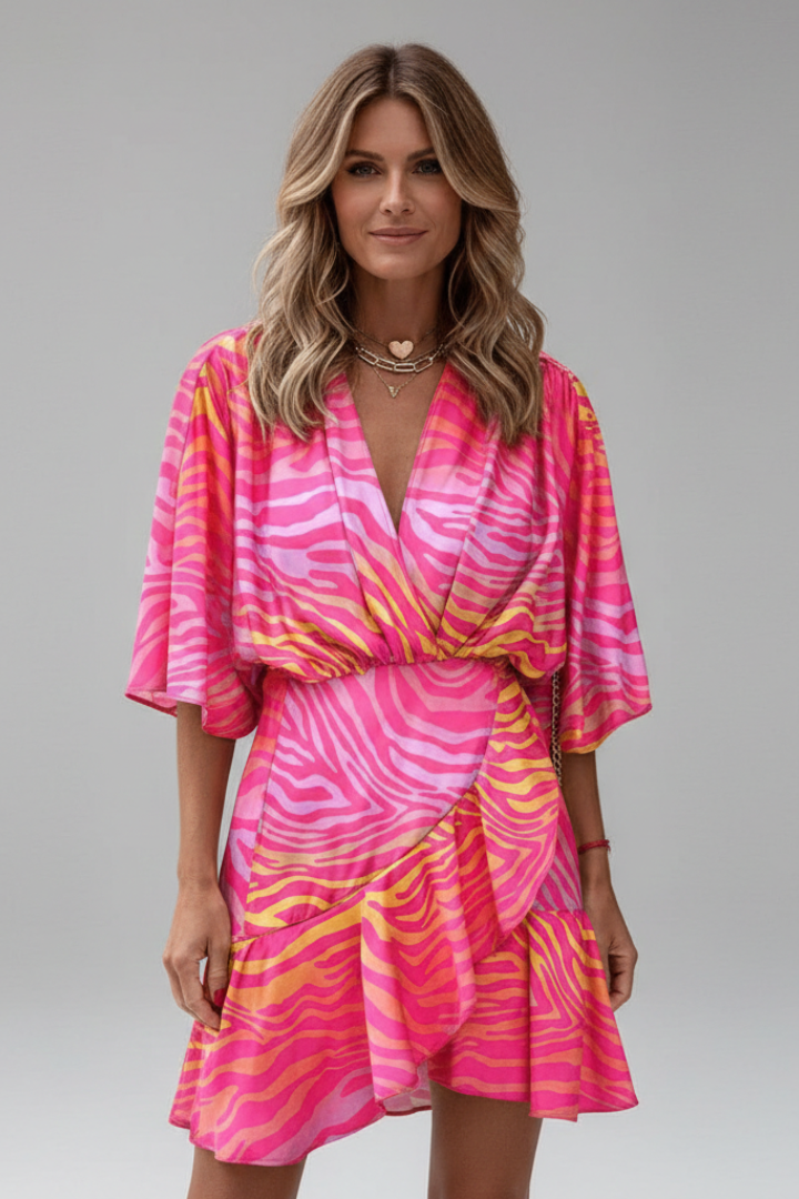 Ana | Vestido Cruzado Mini Estampado Mujer