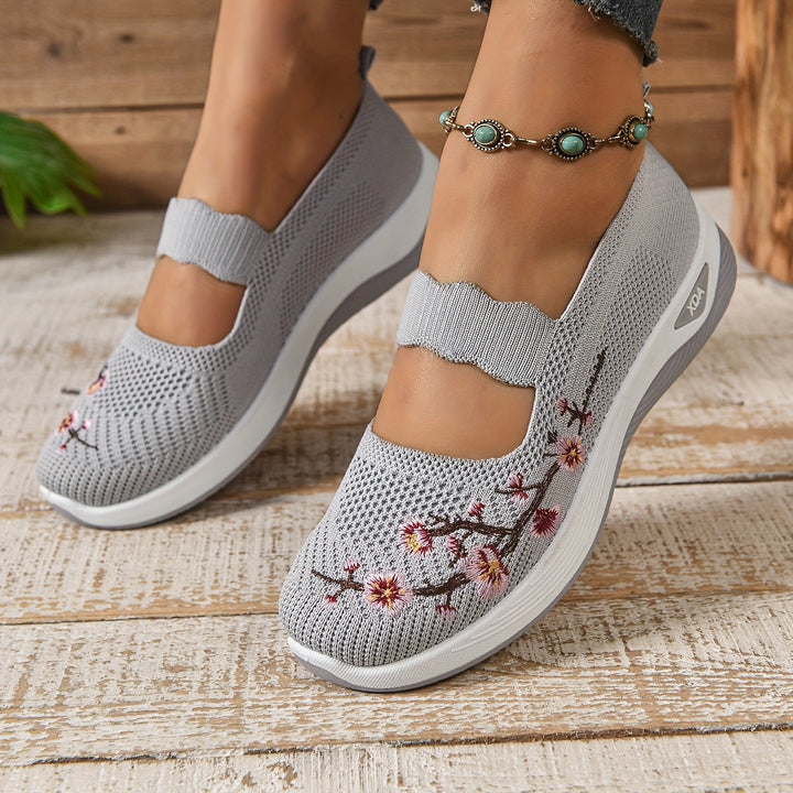 Ana | Zapatillas Mary Jane de Punto Florales