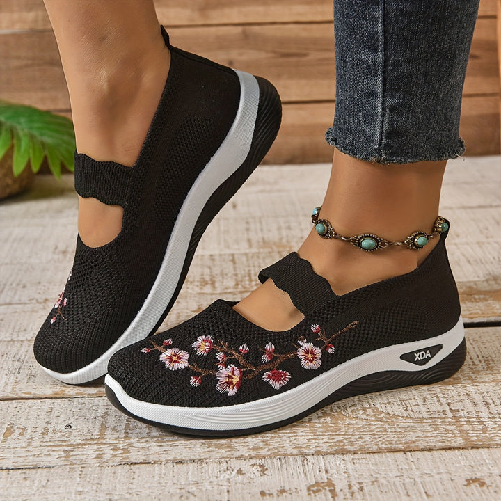 Ana | Zapatillas Mary Jane de Punto Florales