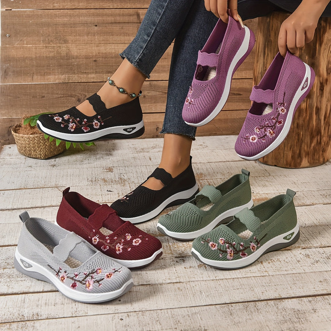 Ana | Zapatillas Mary Jane de Punto Florales