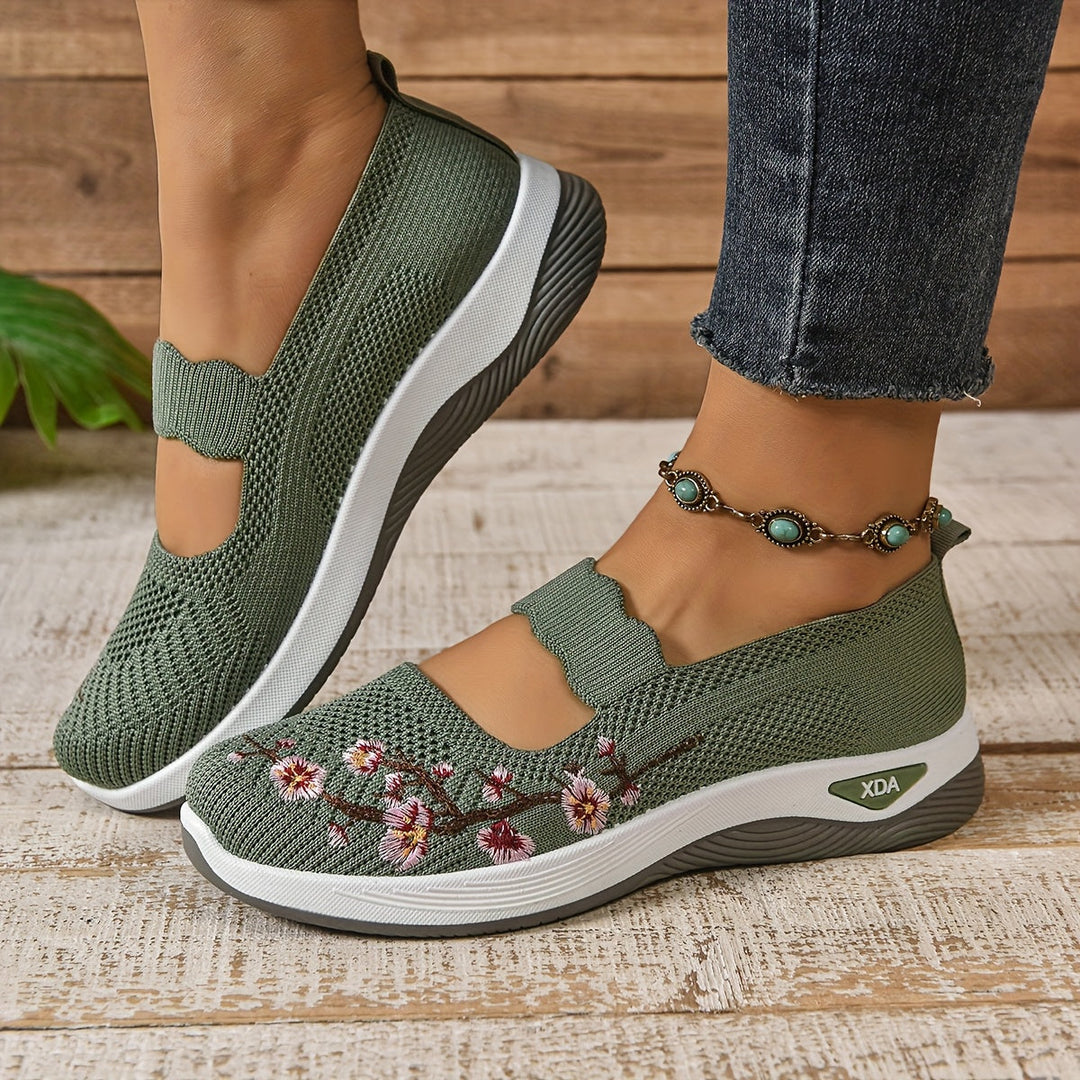 Ana | Zapatillas Mary Jane de Punto Florales
