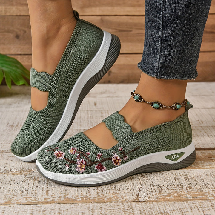 Ana | Zapatillas Mary Jane de Punto Florales