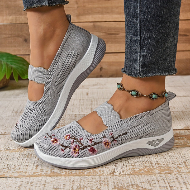 Ana | Zapatillas Mary Jane de Punto Florales