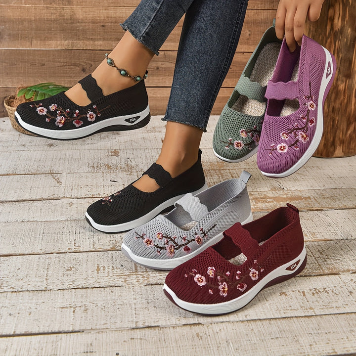 Ana | Zapatillas Mary Jane de Punto Florales