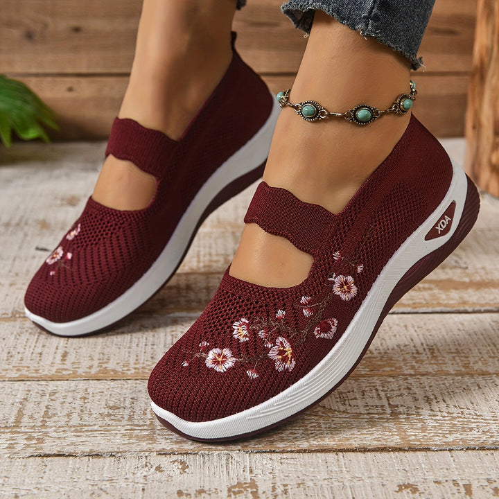 Ana | Zapatillas Mary Jane de Punto Florales