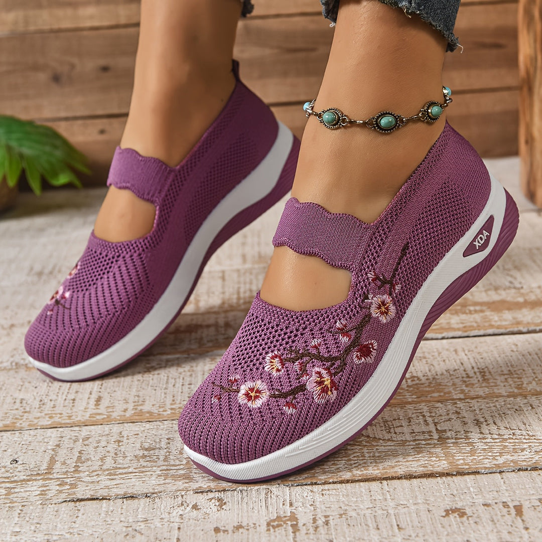Ana | Zapatillas Mary Jane de Punto Florales
