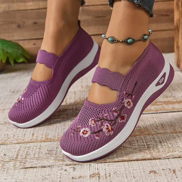 Ana | Zapatillas Mary Jane de Punto Florales