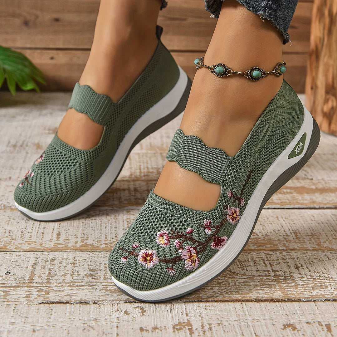 Ana | Zapatillas Mary Jane de Punto Florales