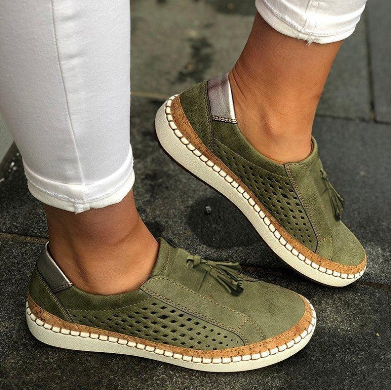 Ana | Zapatillas Mujer Ante Perforado Verde