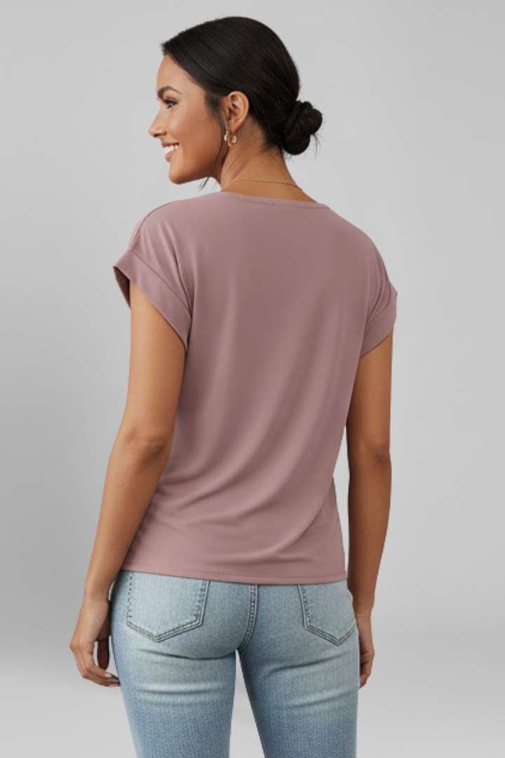 Andrea | Blusa Mujer Cuello V Manga Corta