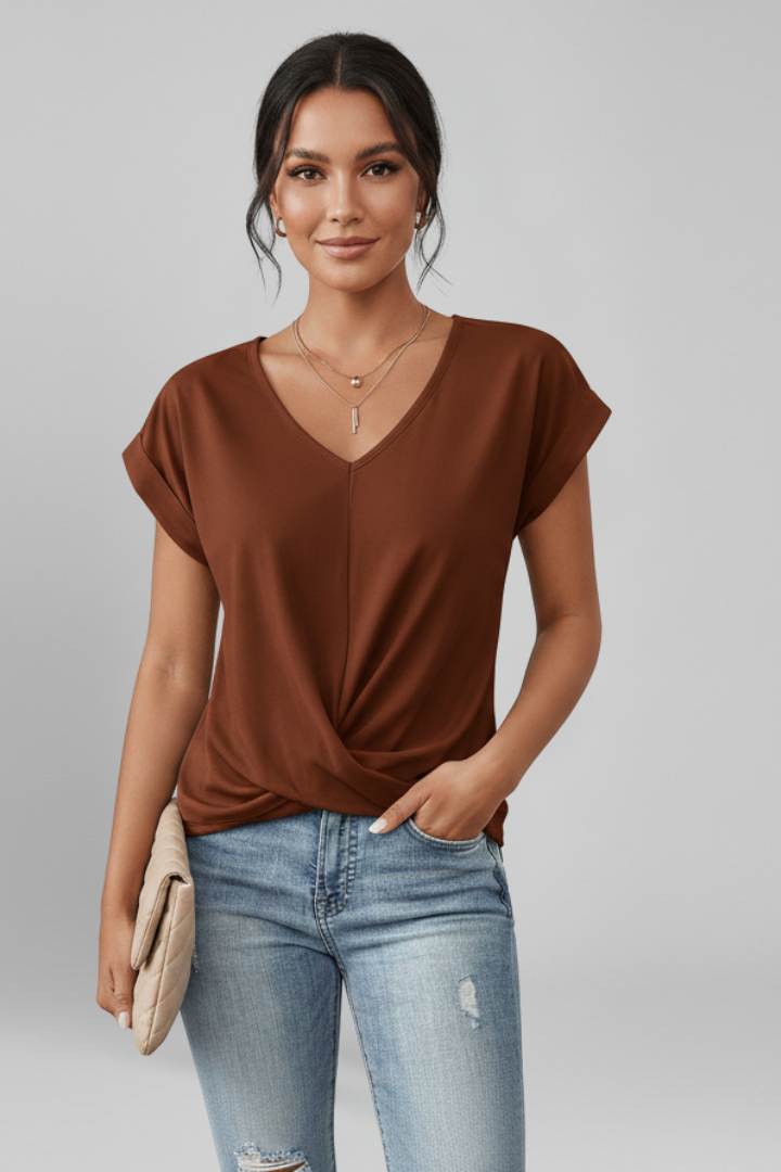 Andrea | Blusa Mujer Cuello V Manga Corta