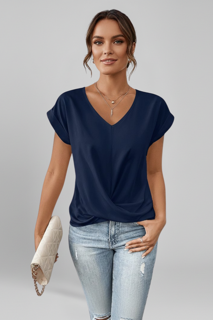 Andrea | Blusa Mujer Cuello V Manga Corta