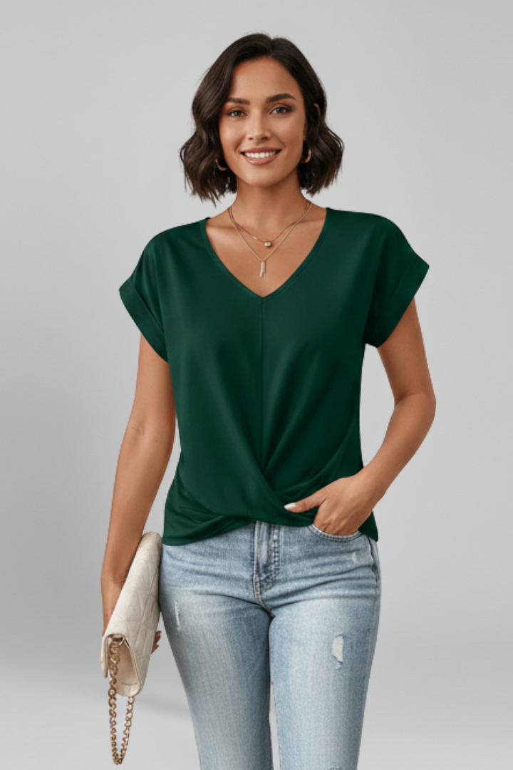 Andrea | Blusa Mujer Cuello V Manga Corta